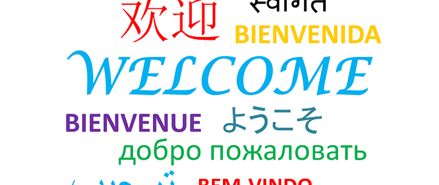 The word welcome in multiple languages