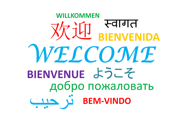 The word welcome in multiple languages 